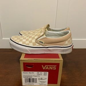 VANS checkered slip on shoes frappe/tru white sz5